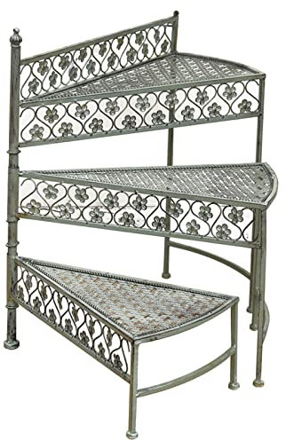 CRBUDY Soporte de Flores Plegable en Forma de Abanico, Arte del Hierro de Tres Vueltas de 3 Niveles, balcón, Sala de Estar, jardín, Soporte de Flores de Hierro