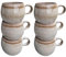 PintoCer - Set di 6 tazze con manico, tazze da caffè, tazza da 500 ml, fatto a mano, colore grigio, ceramica in gres porcellanato, ideale per latte, tè e cioccolato, lavabile in lavastoviglie, adatto