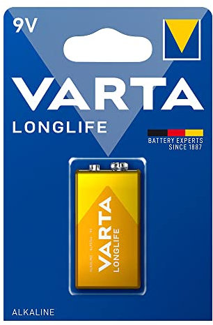 Pila alcalina 9V 6LR61 Longlife, 26,5x17,5x48,5mm, Ideal para Dispositivos electrónicos y Equipos de Seguridad.