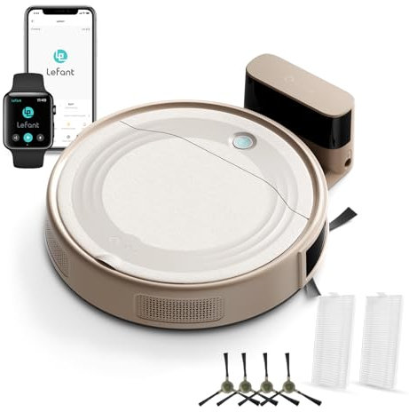 Lefant M310 Robot Vacuum Cleaner 4500Pa Strong Suction Power with PreziSense, Thin, Self-Charge, 160 Minutes Running Time, App/WLAN/Alexa, Ideal for Pet Hair and Hard Floor Cleaning