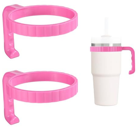 2pcs Tumbler Handle for Stanley 20oz Quencher H2.0 Flowstate Tumbler, Tumbler Handle Attachment 20oz Anti-Slip Car Cup Holder Friendly Improved Grip for Cup Accessories (Pink)