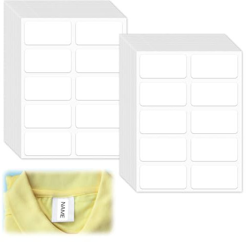 50 Stück Textiletiketten Selbstklebend,Namensaufkleber Kleidung,Wäscheetiketten Selbstklebend zum Aufbügeln,15x30mm Namensetiketten,Klebe Namensschilder,Wasserfest Etiketten für Kleidung