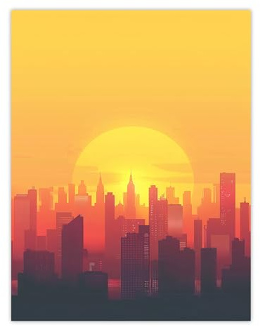 Artery8 New York City Sunset Cityscape Skyline Design Living Room Extra Large XL Wall Art Poster Print