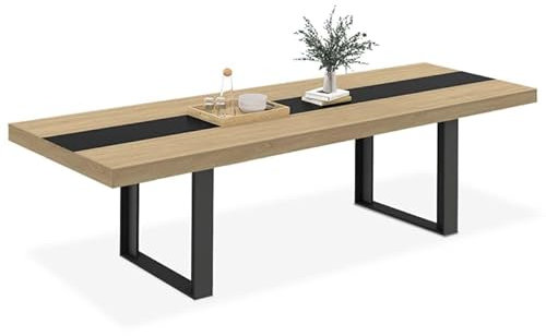 IDMarket Phoenix Esstisch, ausziehbar, rechteckig, für 10-12 Personen, Holz/Schwarz, Mittelband, 200-300 cm, Schwarz