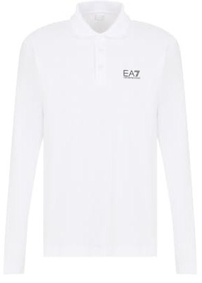 EA7 Emporio Armani Herren-Poloshirt mit langen Ärmeln, Core Identity aus Baumwolle, Stretch, 8NPF15