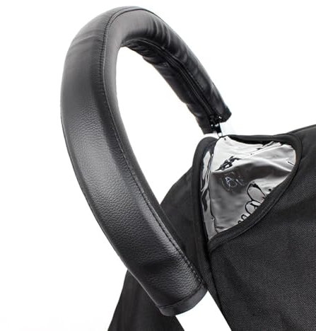 2 Pezzi Copri Maniglia Ringhiera, Copertura in Pelle Passeggino, Copri Manubrio per Passeggino, Passeggino Bracciolo Manicotto, con Cerniera, per La Maggior Parte dei Passeggini, Nero