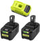 Aosroso 2Pack 18V 8.0Ah Lithium-ion Battery Replacement for Ryobi P102 P107 P108 P104 P109 P122 with P117 Charger (18V, 3A, 230V)