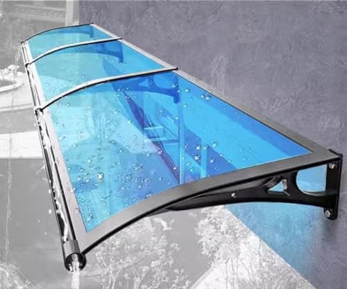 HEFJIAYCIQ Tenda Da Sole Per Porta-Finestra Con Grande Lavello, Tettoia Ad Arco in Policarbonato Per Portico, Per Frangisole, Raggi UV, Pioggia, Neve,Blu,80x80cm/32x32in