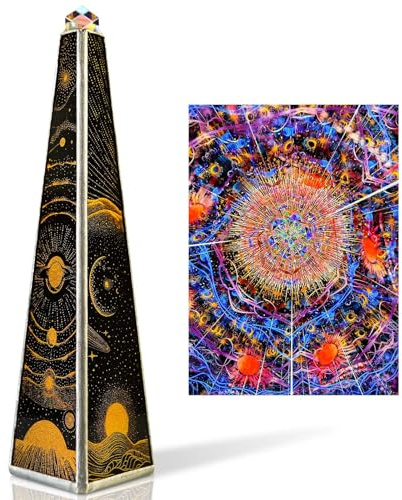 7.5 Stars and Moon Kaleidoscope for Adults,Handmade Triangular Prism Kaleidoskop,Sun Planet Universe Handcraft Kaleidoscope,Anniversary Birthday Christmas Thanks Giving New Year Present Gift