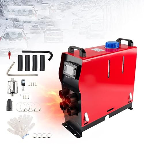Riscaldatore ad aria diesel da 8 kW, tutto in uno, riscaldatore a gasolio, 4 fori, riscaldatore da parcheggio, riscaldatore ad aria notturno a gasolio con interruttore LCD e telecomando per auto, ba