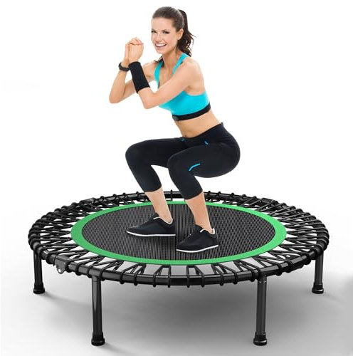 HYD-Parts 40 Foldable Fitness Trampoline for Adults with 32 Bungee Cords 450lbs, Portable Exercise Mini Trampoline, Small Rebounder Indoor/Outdoor, Quiet Workout Equipment