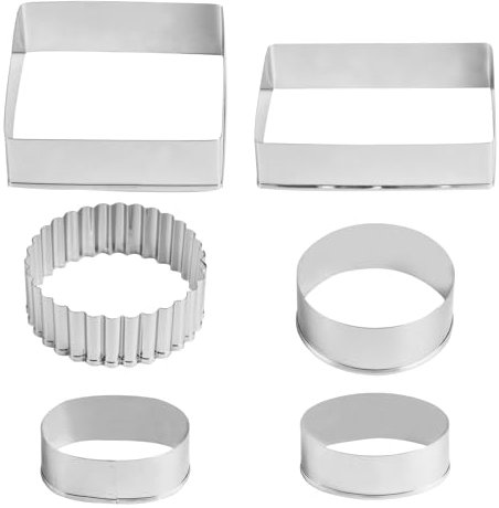 HexinYigjly 6Pcs Cookie Cutters Shapes Baking Set,Square,Rectangle Geometric Round Cookie Cutters Shapes Molds,Stainless Steel Metal Molds Cutters for Kitchen Baking Birthday Christmas Valentine's Day