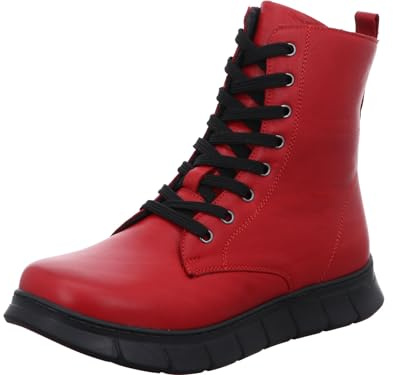 Gemini Damen Stiefelette sportlicher Plateau Schnürboot aus Leder 343859-02, Größe:41 EU, Farbe:Rot