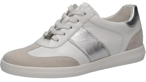 CAPRICE Damen Sneaker aus Leder, Weiß (White/Silver), 40,5