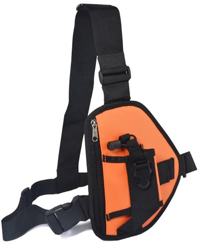 UAYESOK Walkie Talkie Brusttasche, Funkgerät Brustgurt Funkgerätetasche Tasche Holster Robuster Nylon-Halter für Motorola Baofeng Icom Yaesu Midland President Radio (Orange)