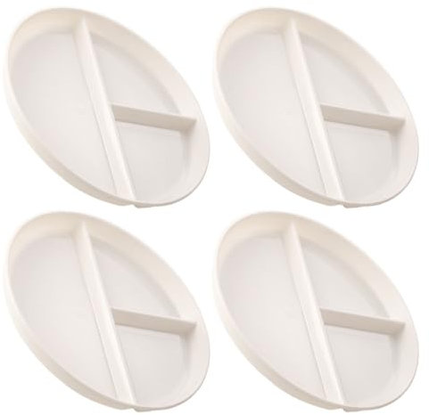 FONDOTIN 4pcs Divided Dinner Plates Diet Plates White Food Serving Dishes Dessert Tray for Portion Control Microwave Dishwasher Safe for Picnics and Healthy Eating