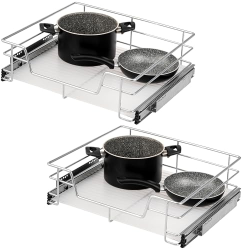 bremermann Teleskopschubladen 2er Set - 60 cm mit Einlegeboden, K�chenschublade zum Nachr�sten, Vollauszug mit Teleskop-Schienen, ideal f�r K�che, Bad & Schlafzimmer, aus Metall (Chrom)