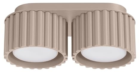 SOLLUX lighting Deckenlampe Deckenleuchte - Deckenstrahler Aluminium - 2 Flammig - LED Lampe Glühbirne - Taupe Aura