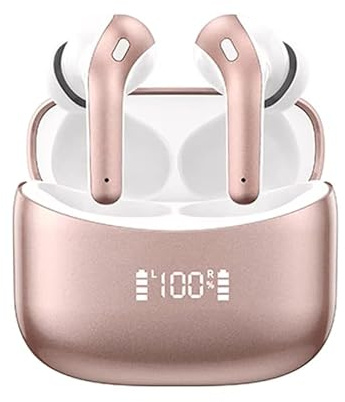 Elite XPTO X15 Auriculares Inalámbricos Bluetooth 5.4, Control Táctil, Pantalla LED, Carga USB-C, Reducción de Ruido, Sonido Estéreo Hi-Fi (Rosa)