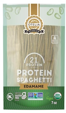 Otelia High Protein Pasta, Organic Edamame Spaghetti, 200g, Gluten Free, 42g Protein, 18g Fibre, Vegan, Kosher