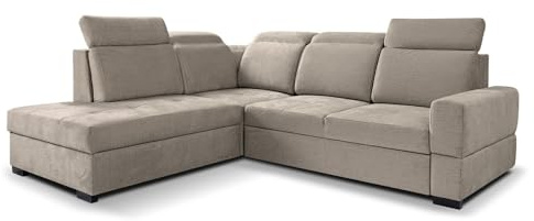 MW EURO-MEBLE Ecksofa Axel L - Wohnlandschaft, Polstersofa, Polstercouch (Linke Seite - Cappuccino: Voss 34)