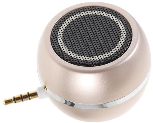 NESTINGHO Portable External Speaker with 3.5mm Aux Input and Built-in Battery, 3w Power Output Mini Voice Box for Laptop and Computer, Plastic Material, Golden Colour, Rechargeable 350mah