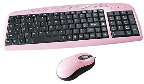 Pastel Pink PS2 Compact Multimedia Keyboard and Optical 3 Button Scroll Mouse International UK Layout