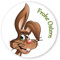 Oster-Aufkleber Ostern-Sticker rund Ø 30mm selbstklebende PE-Folie, 100 Stück auf Rolle Frohe Ostern mit Osterhase