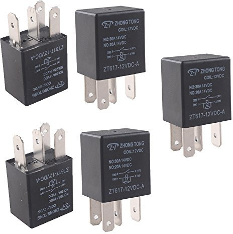 Mintice 5 X 30A 12V 4Pin Car Vehicle Auto Relay Kit For Electric Fan Fuel Pump Heavy Duty SPST