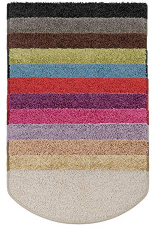 casa pura Shaggy Stufenmatten Barcelona 15 Stück Set, weicher Hochflor Treppen-Teppich, Treppenstufen Matten, selbstklebend | halbrund | 65 x 23,5cm | Rot