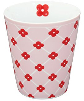 Krasilnikoff - Happy Mug/Becher/Mug/Tasse - rosa mit Blumen diagonal - Porzellan - 250 ml