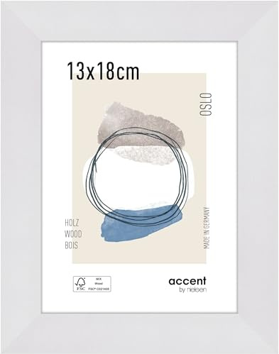 accent by nielsen Holz Bilderrahmen Oslo, 13 x 18 cm, Weiß | Holz Fotorahmen im Hoch- & Querformat zum Auftstellen und Aufhängen Weiß matt Echtglas