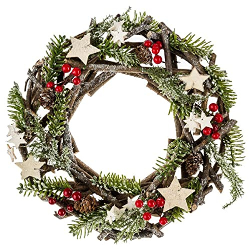 Feeric Christmas - Couronne de noël avec Branches Bois et Sapin à l'orée des Bois