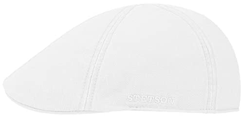 Stetson Texas Cotton Flatcap mit UV Schutz 40+ - Schirmmütze aus Baumwolle - Unifarbene Mütze Frühjahr/Sommer weiß M (56-57 cm)