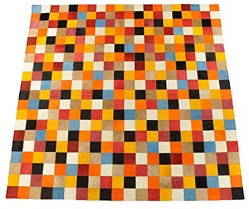KUHFELL Teppich BUNT Multicolor CA. 200 x 200 cm Fell Teppich