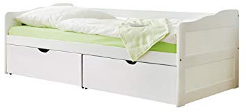 TiCAA Sofabett Funktionsbett Gästebett Melanie Kiefer Weiß inkl. Matratze und Rollrost
