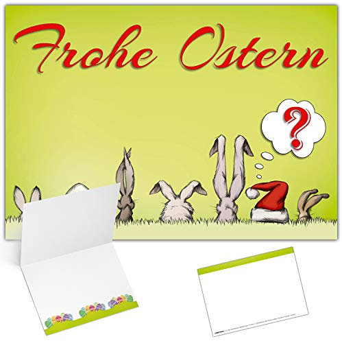 25er XL-Set OSTERMÜTZE Osterkarten zum Aufklappen - edle Klappkarten - ideal privat & geschäftlich - Frohe Ostern Ostergrußkarten von BREITENWERK