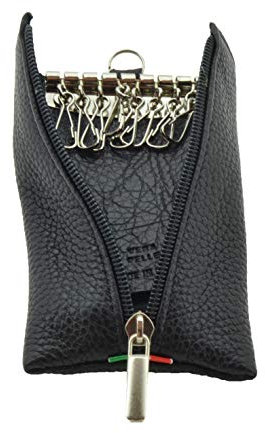 GRESEL Porte-clés en Cuir Véritable avec Fermeture Éclair Centrale, Fabriqué en Italie, pour Homme et Femme