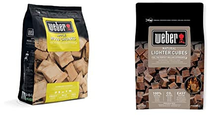 Weber Smoking Wood Chunks, Apple & 17612 Lighter Cube, Mixed, 38x17x5 cm