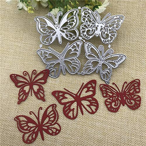YunTrip Metall-Stanzschablonen für Scrapbooking, DIY, 4 Stück, Schmetterling-Motive, Schablonen, Scrapbooking, Fotoalbum, Prägung, dekoratives Papier, Kartengestaltung