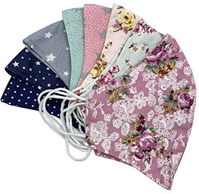 Alpenmärchen 8 Stück Maske Mundschutz 100% Baumwolle Wiederverwendbar 2-lagig Waschbar - Farbe wählbar (8er Pack - B)