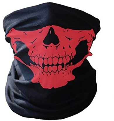 Cache-cou multifonction sans couture avec motif tête de mort (rouge)