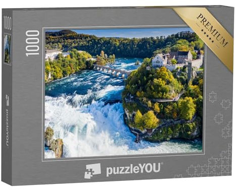 puzzleYOU: Puzzle 1000 Teile „Felsenschloss Laufen am Rheinfall in der Schweiz“ – aus der Puzzle-Kollektion Rhein, Wasserfälle