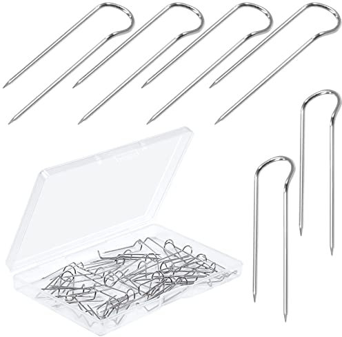 AIEX 100pcs Sewing Pins, Quiltnadeln Gebogen Stecknadeln Quilting Pins Gebogene Gerade Stifte Doppelblockierstifte Gabelstifte zum Nähen von Schmuck Florale Anstecknadel(Silber)