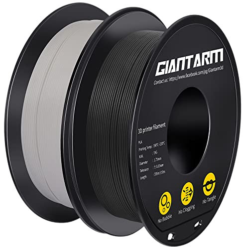 GIANTARM Matte PLA Filament, 1,75 mm Filament für 3D-Drucker 2 kg Spule, Matte Schwarz + Weiß