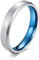 Gualiy Verlobungsringe, Eheringe aus Chirurgenstahl 316L mit 4MM Matt Ring für Herren Damen Blau, Größe 52 (16.6)