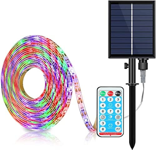 10M 240LED Streifen Solarleuchten,SUAVER Wasserdicht Flexible LED Strip 8 Modi Lichtschläuche Solar Band Lichterketten mit Fernbedienung Dekoration Außen Innen Weihnachten Hochzeit Party (Mehrfarbig)