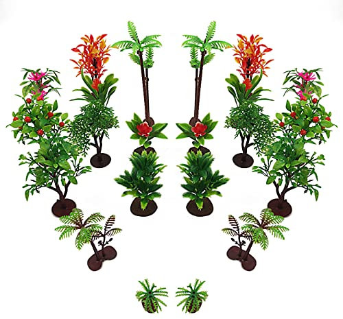 CHENYU 22Pcs Mixed Model Trees Miniature Plastic Trees Cake Topper Trees Rainforest Trees for Project for DIY Small World Toys Mini Dinosaur Figures or Crafts Landscape Construction Model