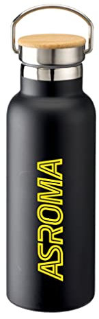 AS Roma Borraccia Logo ASR Fluo Giallo, Unisex Adulto, Nero, Standard