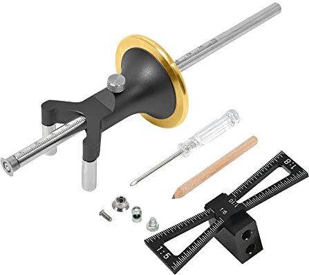 YOSELIN Wheel Marking Gauge Dovetail Jigs for Woodworking Porter Cable Dovetail Jig Accuracy Per Cell 1/32 Scribing Ruler Tool for Both Straight and Curved Lines in Woodworking (Black)